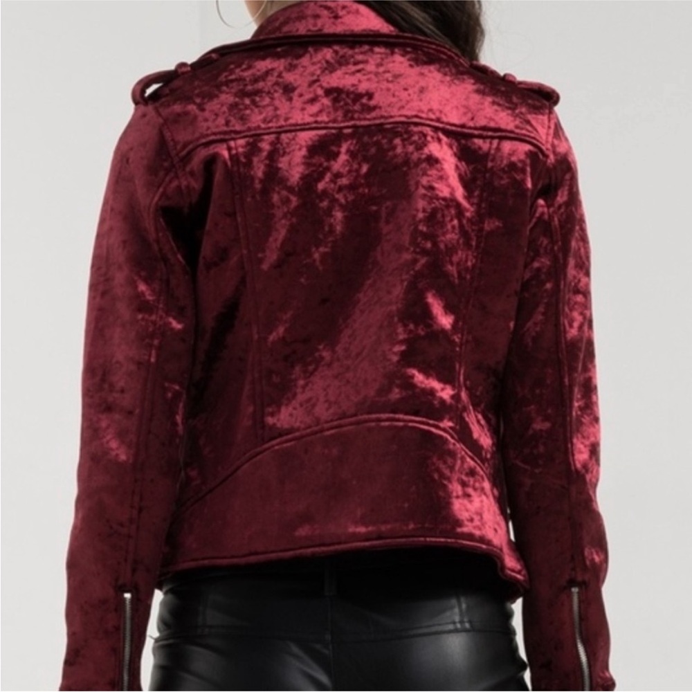 Blank NYC Rich Burgundy Velvet Moto Jacket - Picture 4 of 8